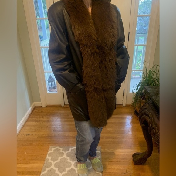 Henig Furs Vintage leather & fur coat, size M - Picture 8 of 8
